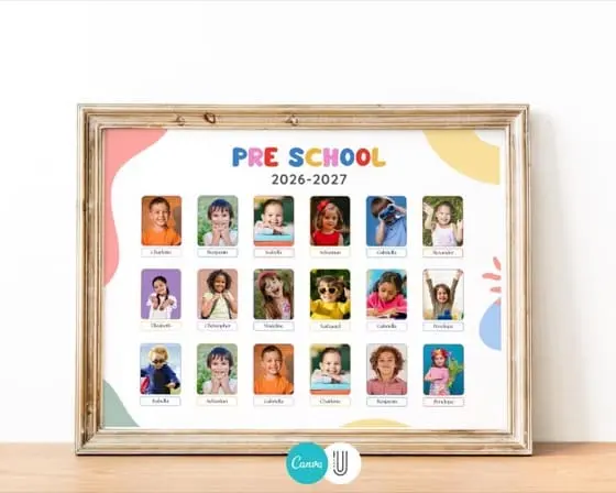 Editable Class Photo Collage Canva Template | Printable Preschool Graduation Poster | Custom Teacher Gift | Digital School Keepsake
