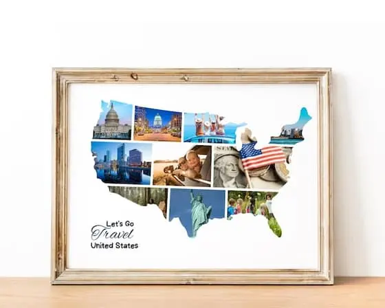 US Map Photo Collage: Custom Travel Gift (Digital File)