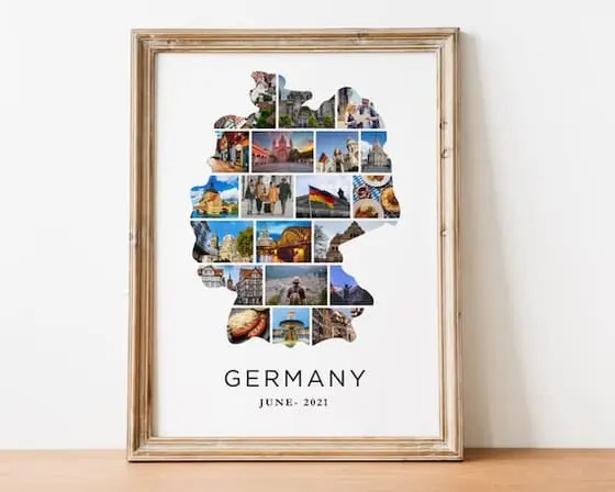 Germany Photo Collage Template – A4 Travel Memory Map, Honey
