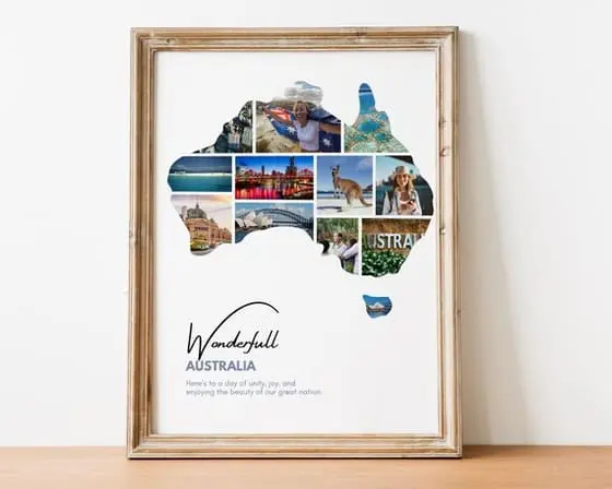 Australia Map Photo Collage: Custom Travel Gift (Digital Fil