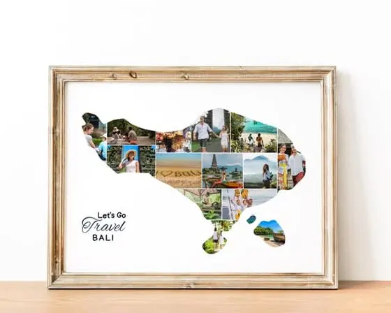 Bali Map Photo Collage: Honeymoon & Vacation Keepsake (Digit