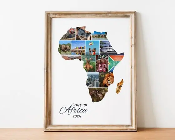 Africa Map Photo Collage Art: Travel Souvenir Gift (Digital 