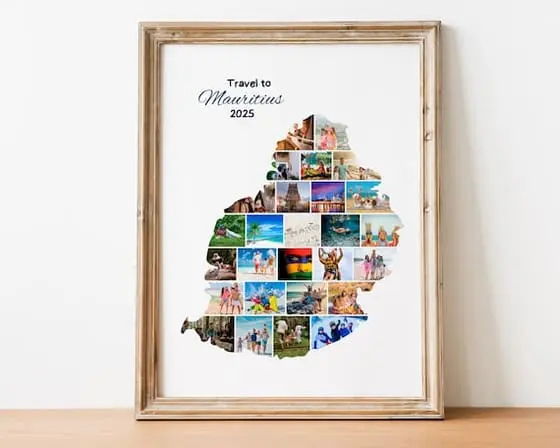 Mauritius Map Photo Collage Template: Vacation Keepsake (Can