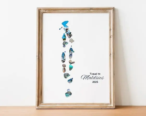 Maldives Map Photo Collage: Vacation Keepsake (Digital File)
