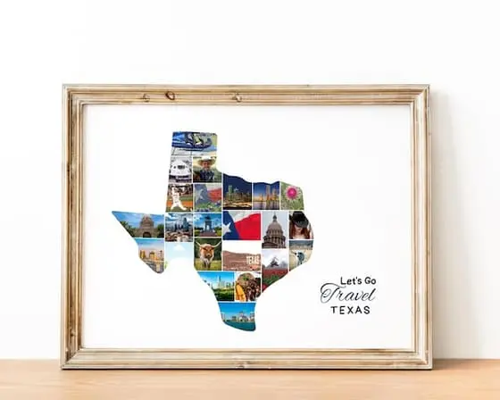 Texas Map Photo Collage Poster: Travel Keepsake (Canva Templ