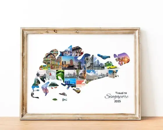 Singapore Map Photo Collage: Custom Travel Keepsake (Digital