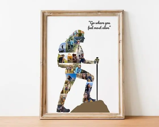 Female Hiker Photo Collage Template, Adventure Wall Art (Can
