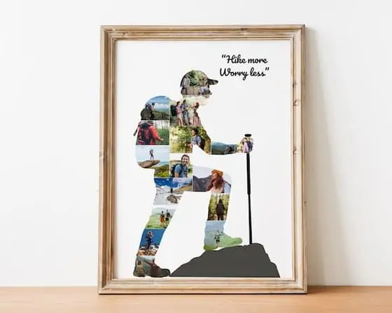 Male Hiker Photo Collage Template, Adventure Gift (Canva Tem