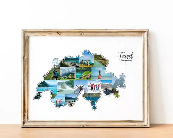 Switzerland Map Photo Collage,Custom Travel Gift ,Personaliz