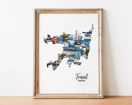 Australia Photo Collage, Custom Travel Gift, Destination Wal