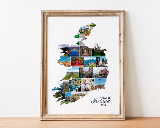 Ireland Map Photo Collage Poster: Travel Keepsake (Digital File)
