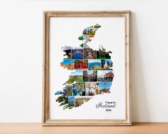 Ireland Map Photo Collage Poster: Travel Keepsake (Digital File)