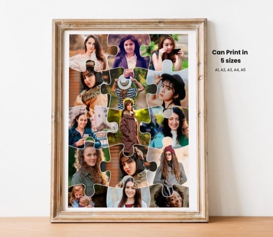Puzzle Photo Collage Template: Love, Memorial, Storyboard (Digital Download)