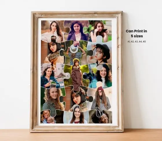 Puzzle Photo Collage Template: Love, Memorial, Storyboard (Digital Download)