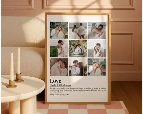 Personalized Couples Photo Collage Print, Love Definition Art (Digital File Only)
